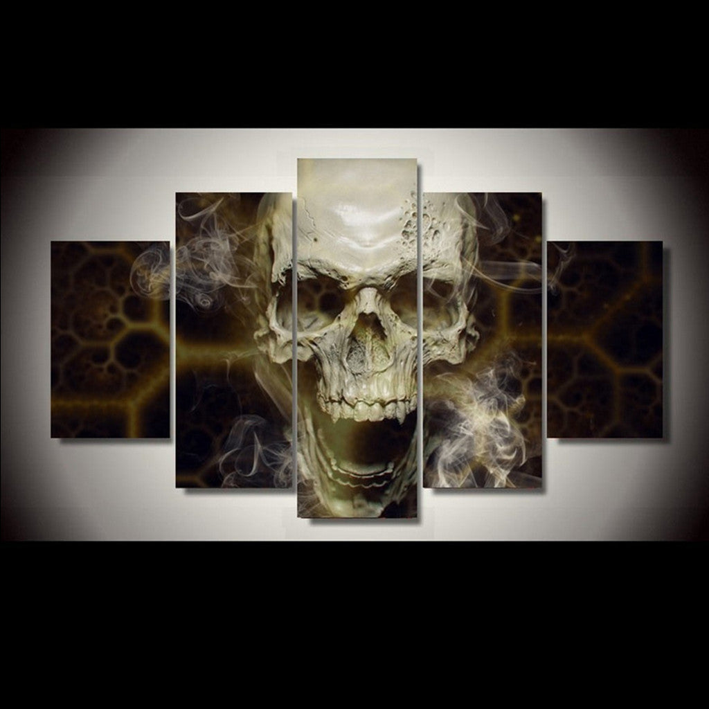 Maxbell Canvas Print Wall Decor Oil Painting Art Adorned Picture-Skull 5PC Noframe S