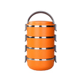 Maxbell 4 Layers Stainless Steel Thermal Insulated Lunch Box Food Container Orange