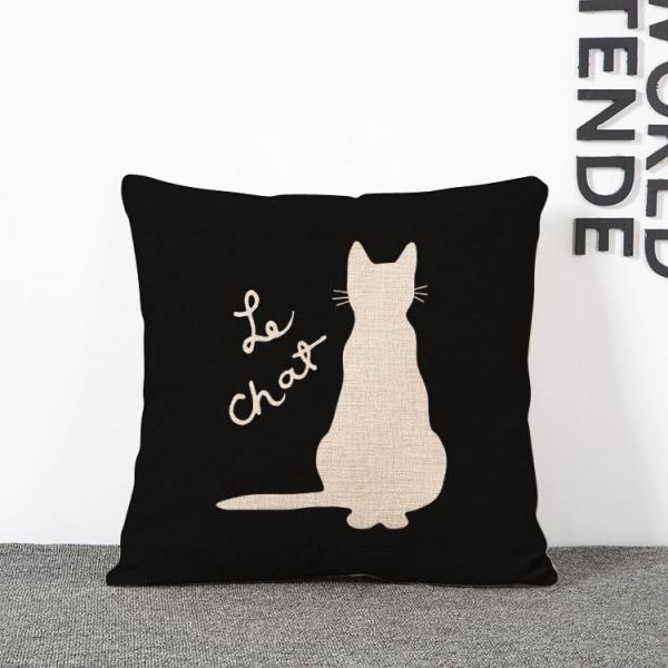 Maxbell 17" Linen Cotton Throw Pillow Case CAT Cushion Cover Home Sofa Decor