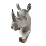 Maxbell Rhinoceros Head Wall Mount Hanger Resin Coat Hat Hook Rustic Grey