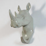 Maxbell Rhinoceros Head Wall Mount Hanger Resin Coat Hat Hook Rustic Grey