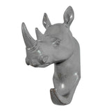 Maxbell Rhinoceros Head Wall Mount Hanger Resin Coat Hat Hook Rustic Grey