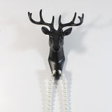 Maxbell Decorative Deer Head Wall Mount Hanger Resin Coat Hat Hook Rustic Black