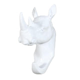 Maxbell Rhinoceros Head Wall Mount Hanger Resin Coat Hat Hook Rustic White