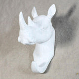 Maxbell Rhinoceros Head Wall Mount Hanger Resin Coat Hat Hook Rustic White