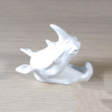 Maxbell Rhinoceros Head Wall Mount Hanger Resin Coat Hat Hook Rustic White