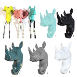 Maxbell Rhinoceros Head Wall Mount Hanger Resin Coat Hat Hook Rustic Sky Blue