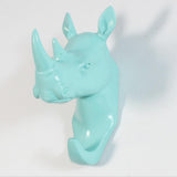 Maxbell Rhinoceros Head Wall Mount Hanger Resin Coat Hat Hook Rustic Sky Blue