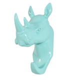 Maxbell Rhinoceros Head Wall Mount Hanger Resin Coat Hat Hook Rustic Sky Blue