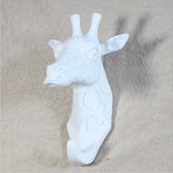 Maxbell Decorative Giraffe Head Wall Mount Hanger Resin Coat Hat Hook Rustic White