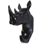 Maxbell Rhinoceros Head Wall Mount Hanger Resin Coat Hat Hook Rustic Black