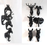 Maxbell Decorative Giraffe Head Wall Mount Hanger Resin Coat Hat Hook Rustic Black