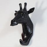 Maxbell Decorative Giraffe Head Wall Mount Hanger Resin Coat Hat Hook Rustic Black