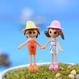 Maxbell 4Pcs Miniature Bonsai Craft Fairy Garden Landscape DIY Sun Hat Girl Decor S