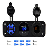 Maxbell 12V Dual USB Outlet Car Charger Voltmeter Cigarette Lighter Socket Blue LED