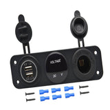 Maxbell 12V Dual USB Outlet Car Charger Voltmeter Cigarette Lighter Socket Blue LED