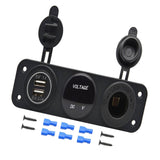 Maxbell 12V Dual USB Outlet Car Charger Voltmeter Cigarette Lighter Socket Blue LED