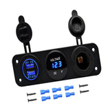 Maxbell 12V Dual USB Outlet Car Charger Voltmeter Cigarette Lighter Socket Blue LED