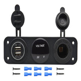 Maxbell 12V Dual USB Outlet Car Charger Voltmeter Cigarette Lighter Socket Blue LED