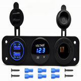 Maxbell 12V Dual USB Outlet Car Charger Voltmeter Cigarette Lighter Socket Blue LED