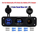 Maxbell 12V Dual USB Outlet Car Charger Voltmeter Cigarette Lighter Socket Blue LED