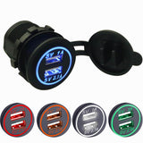 Maxbell Waterproof Car Charger Dual USB LED Charging Socket for iPhone Samsung White