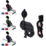 Maxbell 5V 4.2A Dual USB Port Charger with Green LED Ring Light for 22mm Handlebar