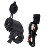 Maxbell 5V 4.2A Dual USB Port Charger with Green LED Ring Light for 22mm Handlebar