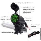 Maxbell 5V 4.2A Dual USB Port Charger with Green LED Ring Light for 22mm Handlebar