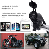 Maxbell 5V 4.2A Dual USB Port Charger with Green LED Ring Light for 22mm Handlebar