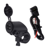 Maxbell 5V 4.2A Dual USB Port Charger with Green LED Ring Light for 22mm Handlebar