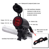 Maxbell 5V 4.2A Dual USB Port Charger with Red LED Ring Light for 22mm Handlebar