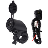 Maxbell 5V 4.2A Dual USB Port Charger with Red LED Ring Light for 22mm Handlebar