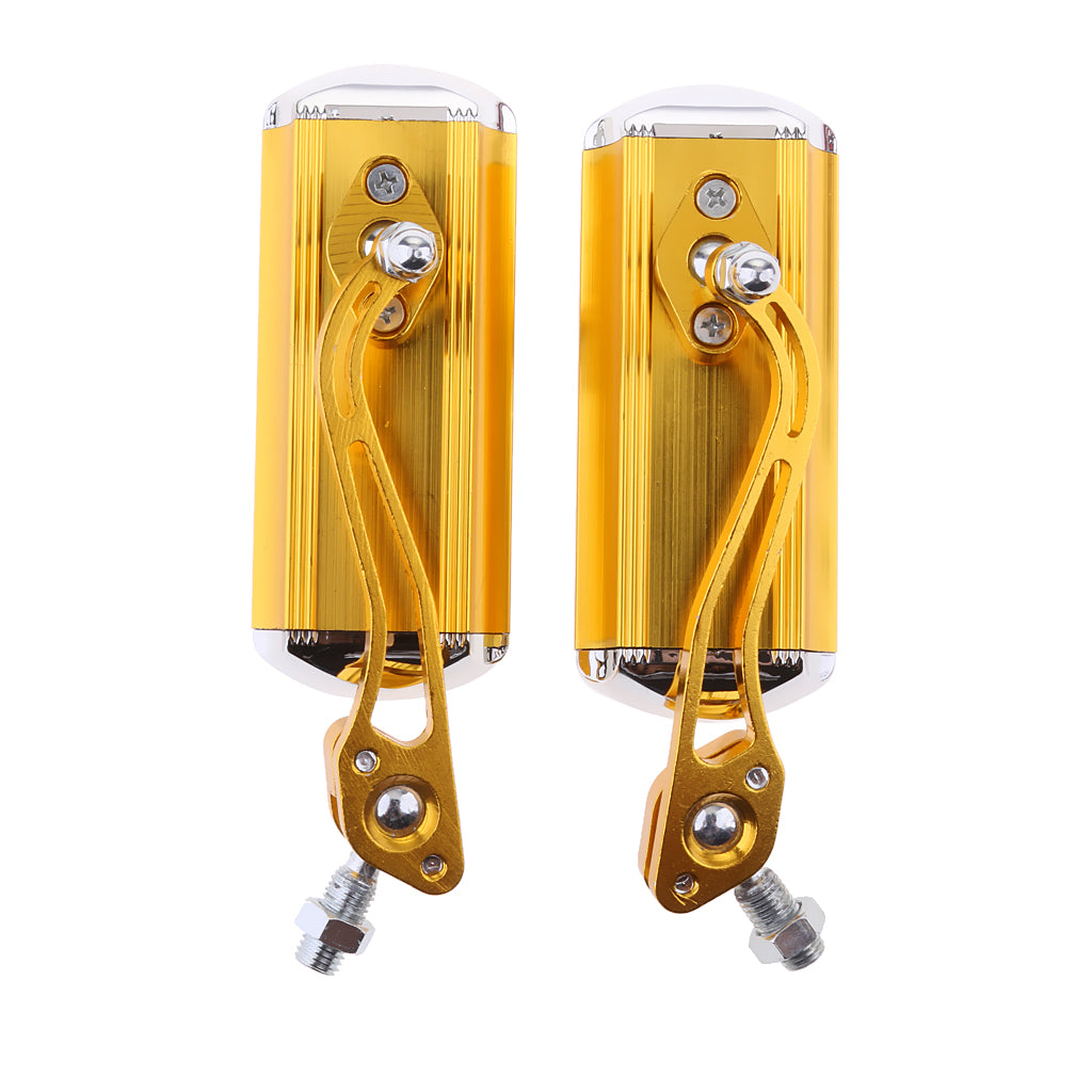 Maxbell Pair Universal Motorcycle Rectangle Rear View Side Mirrors Chrome Gold