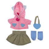 Maxbell Cute Hooded Jacket Skirt Socks Bag Outfit For Mellchan Baby 9-11inch Reborn Girl Dolls Clothes Accessories