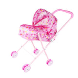 Maxbell Mini Push Cart Dolls Trolley Furniture Room Item Baby Pushchair Kids Pretend Play Toy Accs - Heart Printed