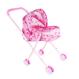 Maxbell Mini Push Cart Dolls Trolley Furniture Room Item Baby Pushchair Kids Pretend Play Toy Accs - Heart Printed