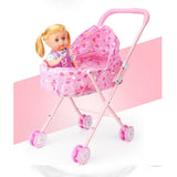 Maxbell Mini Push Cart Dolls Trolley Furniture Room Item Baby Pushchair Kids Pretend Play Toy Accs - Heart Printed