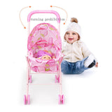 Maxbell Mini Push Cart Dolls Trolley Furniture Room Item Baby Pushchair Kids Pretend Play Toy Accs - Heart Printed