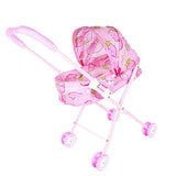 Maxbell Mini Push Cart Dolls Trolley Furniture Room Item Baby Pushchair Kids Pretend Play Toy Accs - Strawberry Pattern