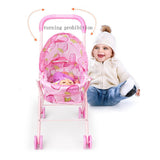 Maxbell Mini Push Cart Dolls Trolley Furniture Room Item Baby Pushchair Kids Pretend Play Toy Accs - Strawberry Pattern