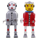 Maxbell 2 Pieces Retro Wind Up Clockwork Mechanical Walking Tin Mr.Robot Toys