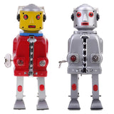 Maxbell 2 Pieces Retro Wind Up Clockwork Mechanical Walking Tin Mr.Robot Toys