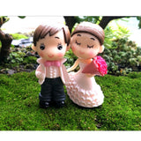 Maxbell 1 pair Miniature Bride and Groom Fairy Garden Bonsai Landscape Decor White