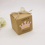 Maxbell 50pcs Kraft Little Princess Crown Candy Box Girl Baby Shower Favor Pink