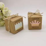 Maxbell 50pcs Kraft Little Princess Crown Candy Box Girl Baby Shower Favor Pink