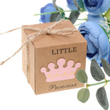 Maxbell 50pcs Kraft Little Princess Crown Candy Box Girl Baby Shower Favor Pink