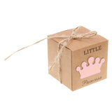 Maxbell 50pcs Kraft Little Princess Crown Candy Box Girl Baby Shower Favor Pink