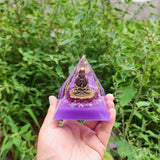 Maxbell 8cm Crystal Orgone Pyramid Buddha Home Furnishing Article Handmade Jewelry