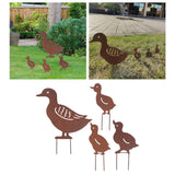 Maxbell Garden Stakes Decoration 4Pcs Outdoor Realistic Yard Metal Ducks Rust